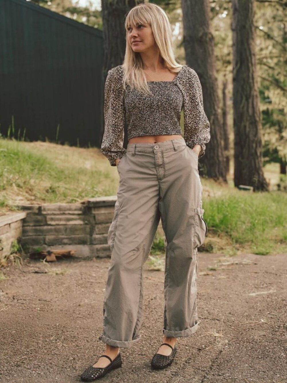 Marine Layer Jo Wide Leg Cargo Pant in Shadow